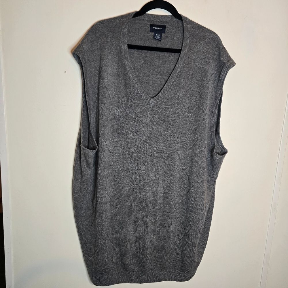 Harbor Bay Sweater Vest Mens 4xlt Grey V Neck Golf Cotton Sleeveless